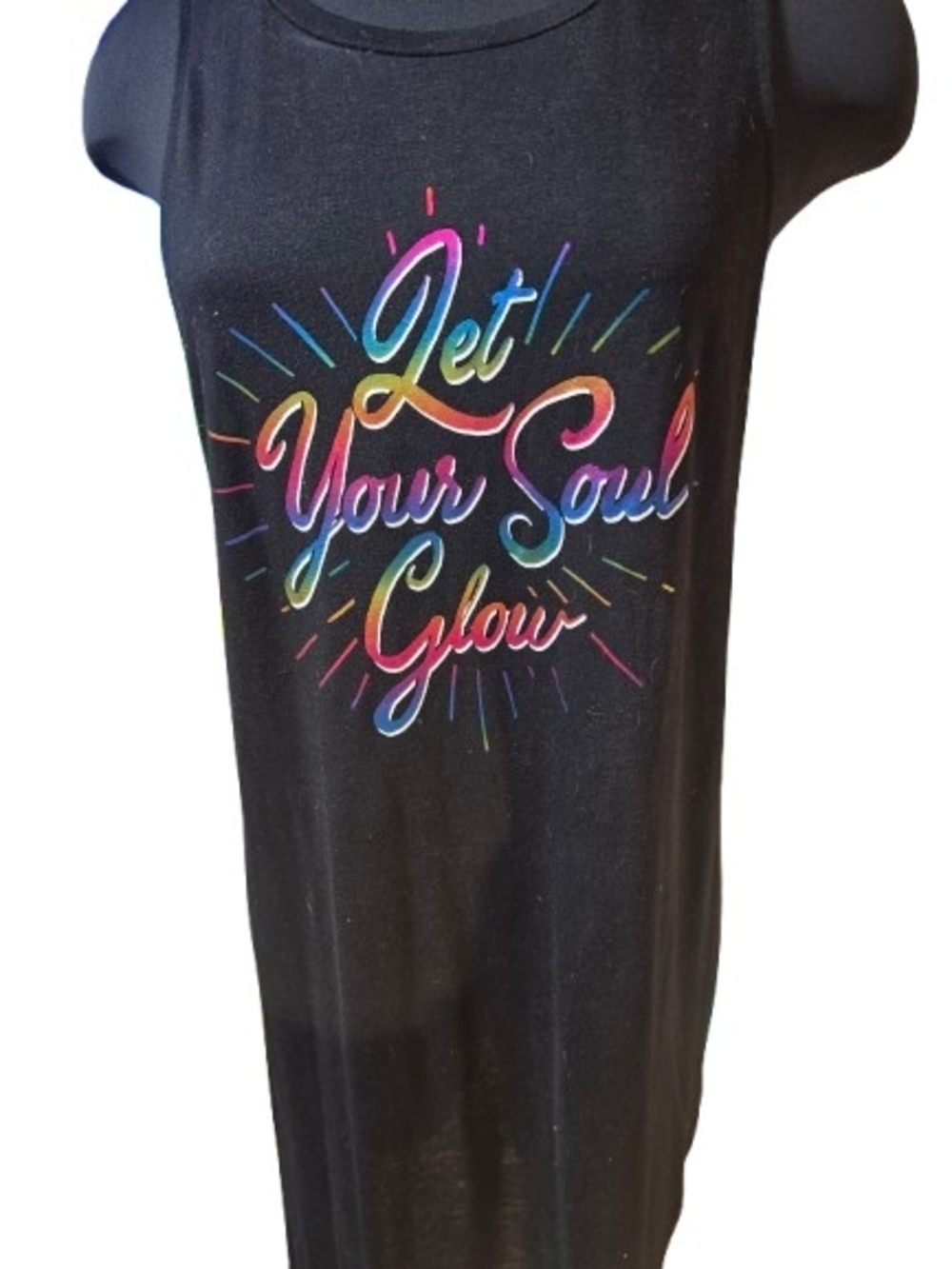 Torrid Black Tank Top with Rainbow "Let Your Soul Glow" Graphic NWOT SZ2 image 6